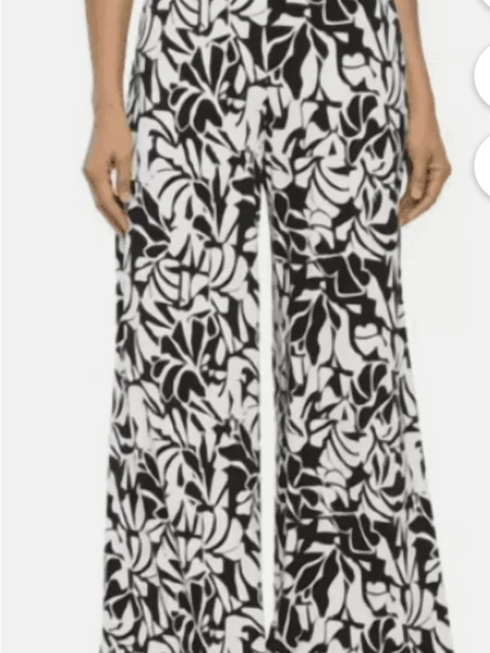 BNWT Three Dot Black & White Wide-Leg Printed Pants size L